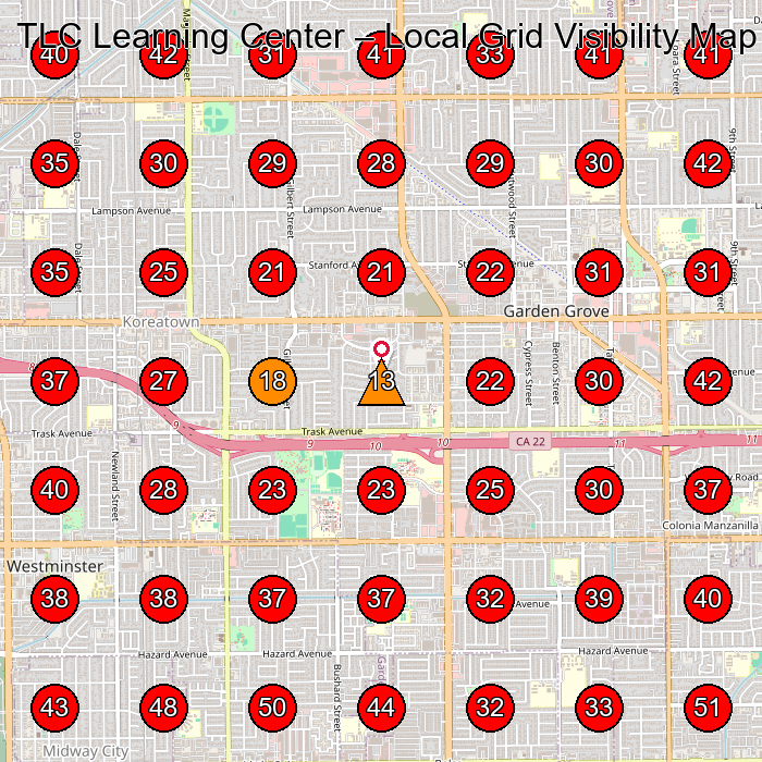 TLC Learning Center GeoGrid visibility map for Plumber in Huntington Beach